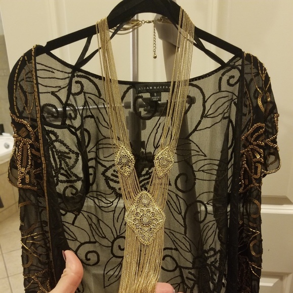 Aidan Mattox Black Sequined Shawl - Picture 4 of 8